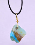 GEM BLUE OPAL SCENIC PERU TUMBLED PENDANT BLACK NECKLACE SEASCAPE JEWELRY JB12