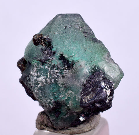 2cms GEOCRONITE GREEN FLUORITE CRYSTAL PERU MILPO ATACOCHA PERU SHINY KB37