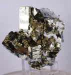 5.1cms PYRITE CUBIC QUARTZ CALCITE PERU SHINY CRYSTALS MINERAL COLLECTOR MB12