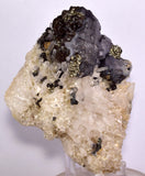12cms GALENA QUARTZ PYRITE CRYSTAL CUBIC PERU MINERAL SPECIMEN  GB37