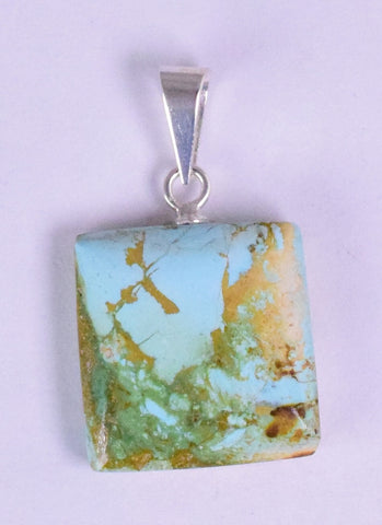 2.1cmsTURQUOISE SCENIC CABOCHON SILVER 950 PERU PENDANT JEWELRY BB156