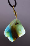 GEM BLUE OPAL SCENIC PERU TUMBLED PENDANT BLACK NECKLACE SEASCAPE JEWELRY JB12