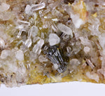 8.2cms  GEM GARNET  BANDED QUARTZ EPIDOTE CRYSTALS PERU SHINY SHARP RARE GB65