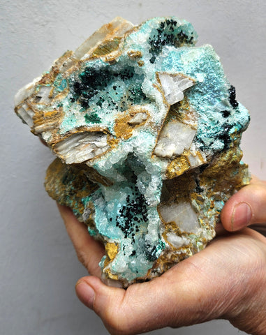 17cms GEM CLINOATACAMITE CRYSTALS DRUSY CHRYSOCOLLA LILY MINE PERU 2000 DISCOVERY