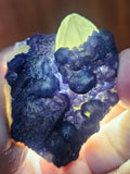 6cms BLUE FLUORITE QUARTZ CRYSTALS HUANGGANG MINES CHINA KB125