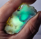 13.7grs GEM SILICA CHRYSOCOLLA CHALCEDONY SCENIC ROUGH SLAB NEW FIND PERU SB212