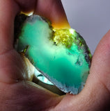 9.8Grs GEM SILICA CHRYSOCOLLA CHALCEDONY SCENIC ROUGH SLAB NEW FIND PERU SB213