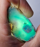 9.8Grs GEM SILICA CHRYSOCOLLA CHALCEDONY SCENIC ROUGH SLAB NEW FIND PERU SB213