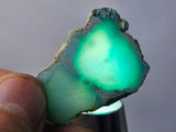 5.9Grs GEM SILICA CHRYSOCOLLA CHALCEDONY SCENIC ROUGH SLAB NEW FIND PERU SB214