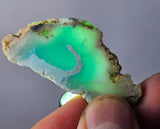 15.2Grs GEM SILICA CHRYSOCOLLA CHALCEDONY SCENIC ROUGH SLAB NEW FIND PERU SB216