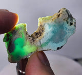 16Grs GEM SILICA CHRYSOCOLLA CHALCEDONY SCENIC ROUGH SLAB NEW FIND PERU SB217