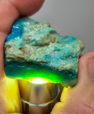 24Grams  BLUE OPAL PERU ROUGH SCENIC CARIBEAN TURQUOISE COLOR OB196