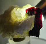 5.9cms RED HUBNERITE QUARTZ CRYSTALS MINERAL SPECIMEN COLLECTOR PERU MB223