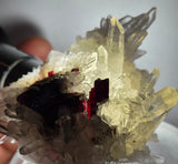 6.8cms RED HUBNERITE QUARTZ CRYSTALS MINERAL SPECIMEN COLLECTOR PERU MB224