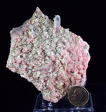 8cms RHODOCHROSITE STILBITE QUARTZ CRYSTALS BULGARIA MINERAL SPECIMEN