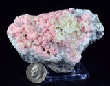 8.5cms RHODOCHROSITE STILBITE QUARTZ CRYSTALS BULGARIA MINERAL SPECIMEN