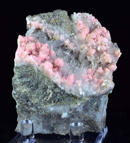 7cms RHODOCHROSITE STILBITE QUARTZ CRYSTALS BULGARIA MINERAL SPECIMEN