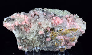 9.5cms RHODOCHROSITE STILBITE QUARTZ CRYSTALS BULGARIA MINERAL SPECIMEN