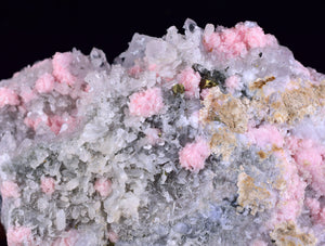 9.5cms RHODOCHROSITE STILBITE QUARTZ CRYSTALS BULGARIA MINERAL SPECIMEN