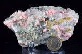 9.5cms RHODOCHROSITE STILBITE QUARTZ CRYSTALS BULGARIA MINERAL SPECIMEN
