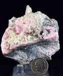 6.3cms RHODOCHROSITE STILBITE QUARTZ CRYSTALS BULGARIA MINERAL SPECIMEN