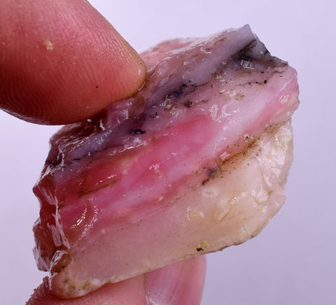 16grams GEM PINK OPAL PERU ROUGH ANGEL SKIN TRANSLUCENT CORAL COLOR PB106