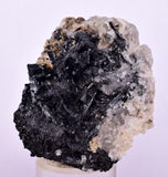 4.7cm GEM TOURMALINE SCHORL QUARTZ SHINY CRYSTALS PERU MINERAL SPECIMEN WB39