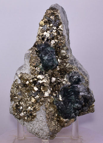 15cms JORDANITE FLUORITE BOULANGERITE CRYSTAL MILPO PERU SHINY KB84