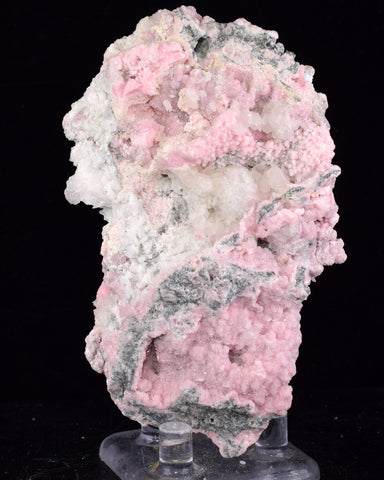 9.2cms RHODOCHROSITE PAGODA CALCITE CRYSTALS JORDANITE (?) GALENA PERU RB681