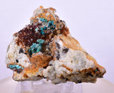 5.9cms CHRYSOCOLLA MALACHITE SELENITE CRYSTALS PERU QUARTZ CALCITE CB201