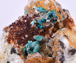 5.9cms CHRYSOCOLLA MALACHITE SELENITE CRYSTALS PERU QUARTZ CALCITE CB201