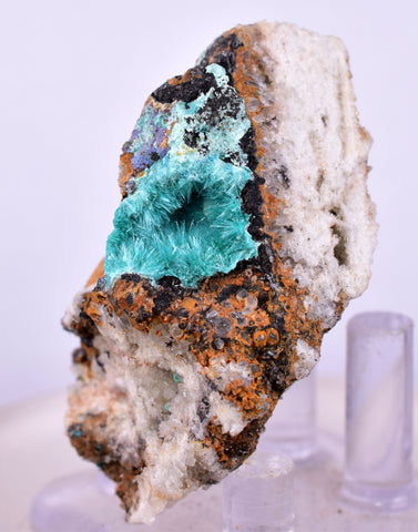 4.9cms CHRYSOCOLLA MALACHITE SELENITE CRYSTALS PERU QUARTZ CALCITE CB202