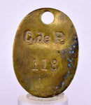 EARLY COAL MINERS BRASS TAG H #118 VINTAGE ANTIQUECERRO DE PASCO JB27