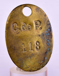 EARLY COAL MINERS BRASS TAG H #118 VINTAGE ANTIQUECERRO DE PASCO JB27