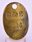 EARLY COAL MINERS BRASS TAG H #118 VINTAGE ANTIQUECERRO DE PASCO JB27