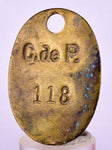 EARLY COAL MINERS BRASS TAG H #118 VINTAGE ANTIQUECERRO DE PASCO JB27