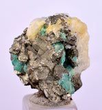 2.4cms GEM EMERALD CRYSTAL PYRITE CALCITE QUARTZ COLOMBIA MINERAL SPECIMEN EB92