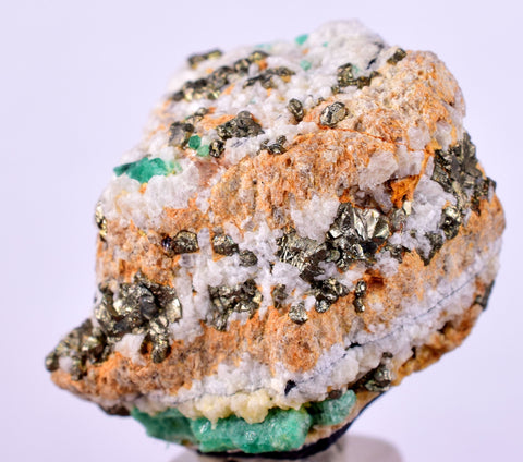 2.7cms GEM EMERALD CRYSTAL PYRITE CALCITE QUARTZ COLOMBIA MINERAL SPECIMEN EB93