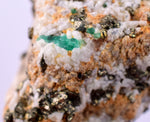2.7cms GEM EMERALD CRYSTAL PYRITE CALCITE QUARTZ COLOMBIA MINERAL SPECIMEN EB93