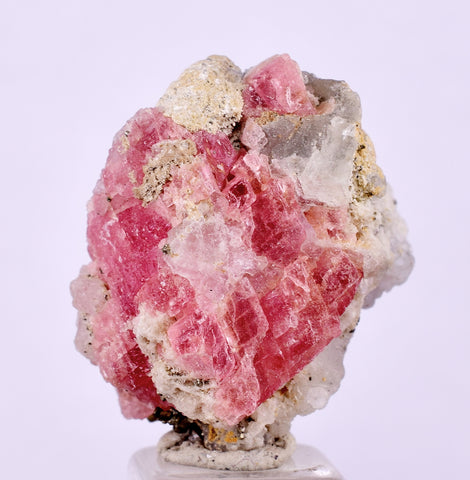 2.4cms RHODOCHROSITE PYRITE FLUORITE CHINA CRYSTAL RHOMBOHEDRAL MINIATURE RB686