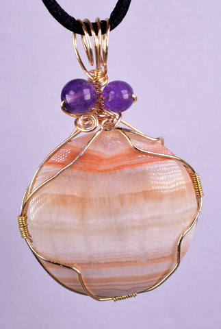 5.1cms GEM MACHU PICCHU Aragonite Cabochon PENDANT Peru BB425