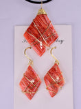 SET 3 PIECES OF SPINY OYSTER POLISHED PERU JEWELRY PENDANT BB426
