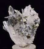 4.3cms PYRITE CUBIC QUARTZ PERU SHINY CRYSTALS MINERAL COLLECTOR MB181