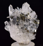 4.3cms PYRITE CUBIC QUARTZ PERU SHINY CRYSTALS MINERAL COLLECTOR MB181