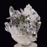 4.3cms PYRITE CUBIC QUARTZ PERU SHINY CRYSTALS MINERAL COLLECTOR MB181