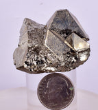 3.8cms PYRITE OCTAHEDRAL PERU SHINY CRYSTALS MINERAL SPECIMEN COLLECTOR MB191