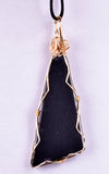6.6cms LEMURIAN BLACK JADE WIRE GEM PERU PYRITE JEWELRY PENDANT JB32