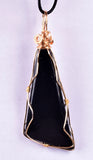 6.6cms LEMURIAN BLACK JADE WIRE GEM PERU PYRITE JEWELRY PENDANT JB32