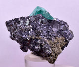 5.9cms GREEN FLUORITE PYRITE CRYSTALS PERU MILPO PERU MINERAL KB195