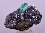5.9cms GREEN FLUORITE PYRITE CRYSTALS PERU MILPO PERU MINERAL KB195